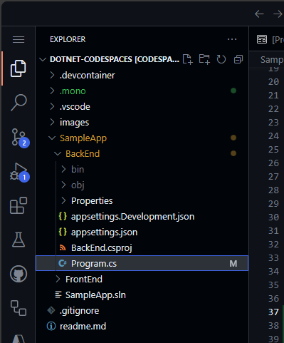 在 BackEnd 项目中打开 program.cs